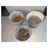 3 galvanized buckets