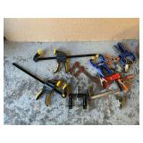 Bar clamps, C-clamps, spring clamps, squeeze clamps, etc.
