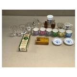 Assortment of shot glasses, saki cups