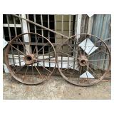 Pair of steel wagon wheels