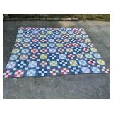 9 patch machine quilted, some stains