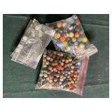 Assortment of marbles.