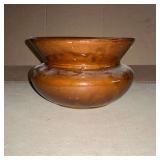 Brown pottery spittoon