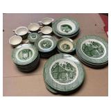 The Old Curiosity Shop green and white dishes
