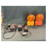 2 Amber-lens road warning flashers