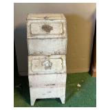 Vintage metal bread box and potato bin