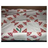 Antique hand stitched quilt, appliqued some stains