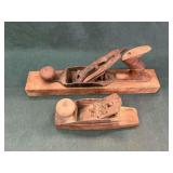 Pair of wooden body planes, one missing knife