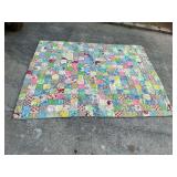 Tied comforter, vintage prints