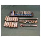 Craftsman 3/8" ratchet, Kobalt metric deep 3/8" socket set up to 19mm