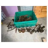 Large assortment of oiler cans, oil can filler spouts,