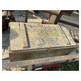 Wood military foot locker, automotive belts