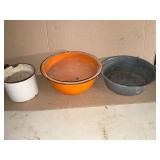 Enamel bowls and pitcher