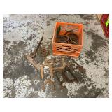 Vintage tools, C-clamps, pipe wrench, picks, draw knife, trowel, etc.