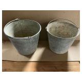 Pair of galvanized buckets.