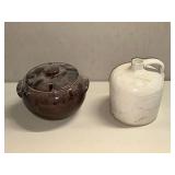 Brown USA ceramic crock with lid
