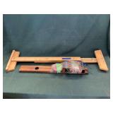 Stair tread jig, wooden level.