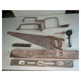 Wooden levels up to 28", handsaw, coping saws