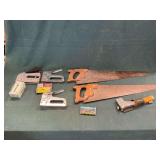 Hand saws,  slap stapler, hand staplers, staples, etc.
