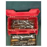 Assortment of wrenches, open end, box end, offset, mostly SAE