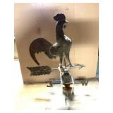 Brass rooster weather vane