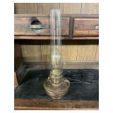 Aladdin brass electrified oil lamp with Aladdin chimney