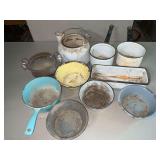 Assorted  enamel ware up to 1 quart