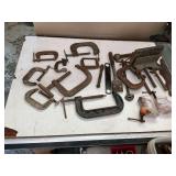 C-clamps up to 6", pipe clamps, wood vise, etc.