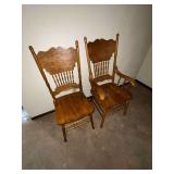Pair of dining room chairs, captain and straight