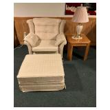 Upholstered armchair (Broken leg) with ottoman