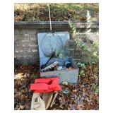 Galvanized storage box with contents