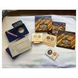 1986 Liberty half dollar in presentation box, Virginia state quarters