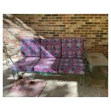 Metal patio glider rocker and glass top side table