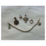 6" bracelet marked 925, charms not marked