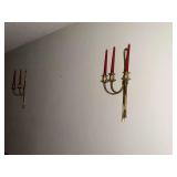 Pair of brass wall sconces