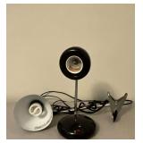 Desk lamp and clip on lamp.