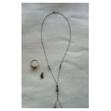 10K ring and pendant with stones