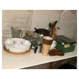 Assortment of kitchen and serving accessories
