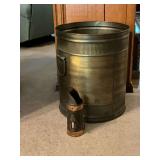 Metal can with match stick carrier with striker on the side