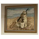 Framed hunting dog print 23" x 19"