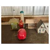 Assortment of bird feeders and houses
