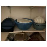 Plasticware, spice jars, pie safe, cake safe, etc.