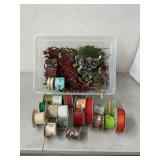 Winter greenery and floral picks, festive holiday wired decorative ribbon