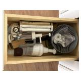 Pampered Chef items, chopper, cookie press, bread molds