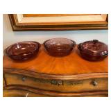 Purple Pyrex casserole dishes