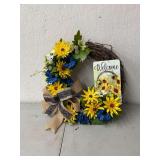 Welcome blue and yellow wreath