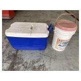 Igloo 34? qt. cooler, Budweiser 5-gallon bucket seat