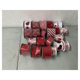 Heart, ladybug, polka dot, red, white wired decorative ribbon