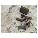 (2) 2 5/16" hitches, 2" hitch, trailer wheel chock.