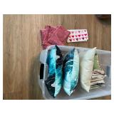 Large tote of decorative pillows